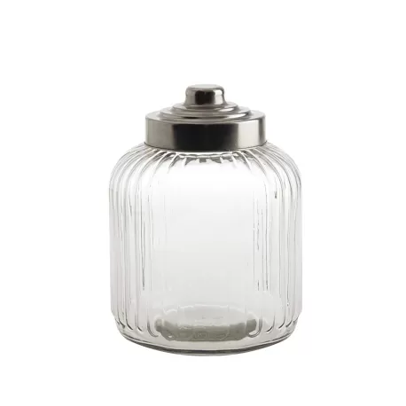 Tuscania, Barattolo Vetro Coste Ml. 600 Cm. D.18 H.24 - La Porcellana Bianca