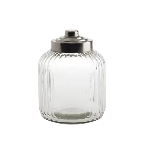 Tuscania, Barattolo Vetro Coste Ml. 600 Cm. D.18 H.24 - La Porcellana Bianca