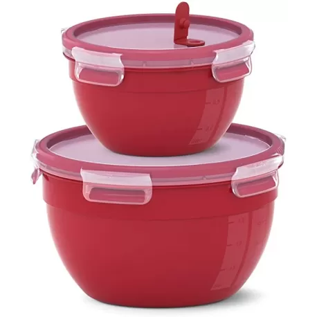 Clip & Micro, Contenitore 2 pezzi 1.1/2.6 lt. rosso - Emsa
