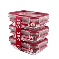 Clip & Close Vetro, Contenitore salvafreschezza set 3x 0,5 lt. - Emsa
