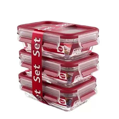 Clip & Close Vetro, Contenitore salvafreschezza set 3x 0,5 lt. - Emsa