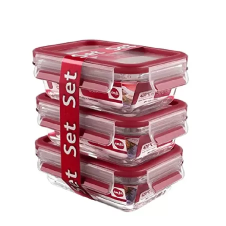 Clip & Close Vetro, Contenitore salvafreschezza set 3x 0,5 lt. - Emsa