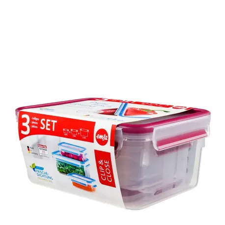 Clip & Close, Contenitore salvafreschezza set 3 pezzi lamp. - Emsa