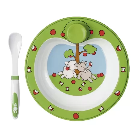 Farm Family, Piatto termico con cucchiaio Svezzamento 23 cm.  - Emsa