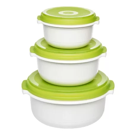 Micro Family, Set primi pasti microonde 3 pezzi bianco/verde 0,5/1,0/1,5 lt. - Emsa