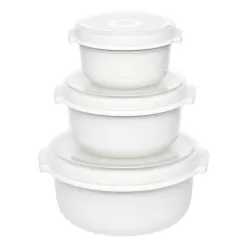 Micro Family, Set primi pasti microonde 3 pezzi bianco/trasparente 0,5/1,0/1,5 lt. - Emsa
