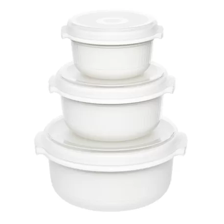 Micro Family, Set primi pasti microonde 3 pezzi bianco/trasparente 0,5/1,0/1,5 lt. - Emsa