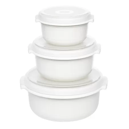 Micro Family, Set primi pasti microonde 3 pezzi bianco/trasparente 0,5/1,0/1,5 lt. - Emsa