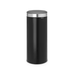 Touch Bin New 30L coperchio Inox Satinato FPP, Nero Opaco - Brabantia