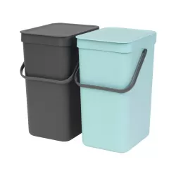 Sort & Go 2 x 12L, Mint & Dark Grey - Brabantia