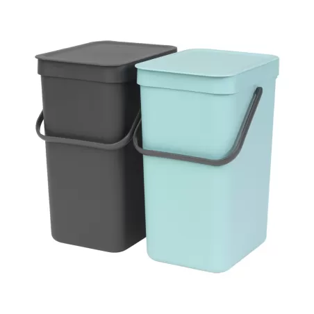 Sort & Go 2 x 12L, Mint & Dark Grey - Brabantia