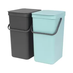 Sort & Go 2 x 16L, Mint & Dark Grey - Brabantia