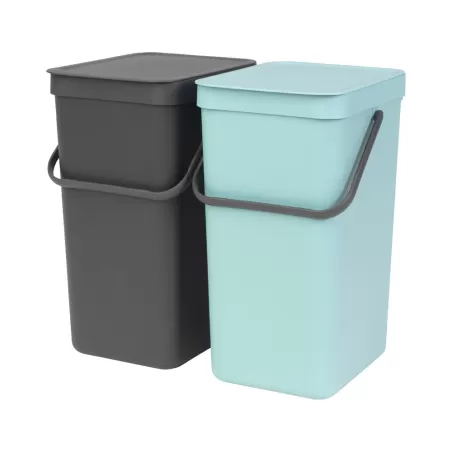 Sort & Go 2 x 16L, Mint & Dark Grey - Brabantia