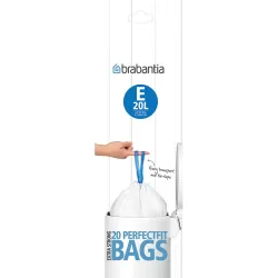 PerfectFit Bags E, 20L - rotolo 20 sacchetti, Bianco - Brabantia