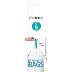 PerfectFit Bags F, 20L, Slimline - rotolo 20 sacchetti, Bianco - Brabantia