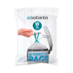 PerfectFit Bags W, 5L - dispenser 60 sacchetti, Bianco - Brabantia