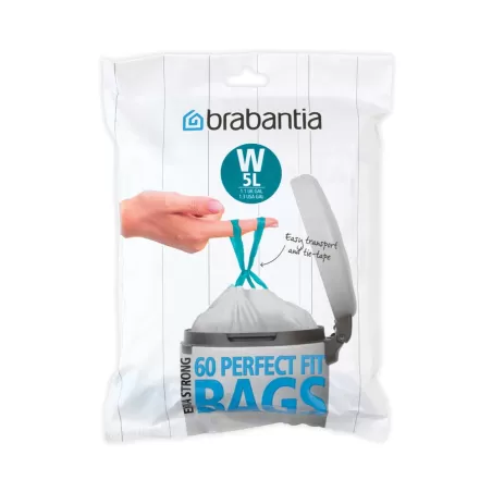 PerfectFit Bags W, 5L - dispenser 60 sacchetti, Bianco - Brabantia
