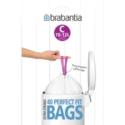 PerfectFit Bags C, 10-12L - dispenser 40 sacchetti, Bianco - Brabantia