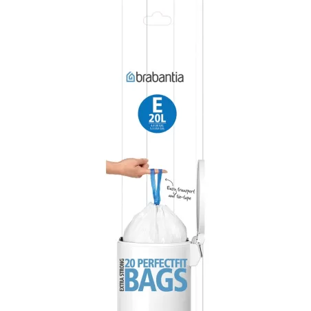 PerfectFit Bags E, 20L - dispenser 40 sacchetti, Bianco - Brabantia