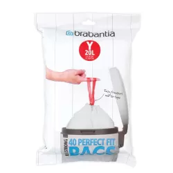 PerfectFit Bags Y, 20L - dispenser 40 sacchetti, Bianco - Brabantia