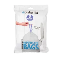 PerfectFit Bags D, 15-20L - dispenser 40 sacchetti, Bianco - Brabantia