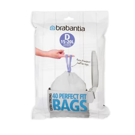 PerfectFit Bags D, 15-20L - dispenser 40 sacchetti, Bianco - Brabantia