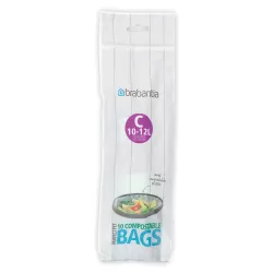 Compostable PerfectFit Bags C, 10-12L - rotolo 10 sacchetti, Verde - Brabantia