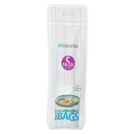 Compostable PerfectFit Bags C, 10-12L - rotolo 10 sacchetti, Verde - Brabantia