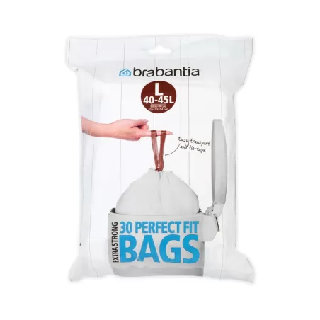 PerfectFit Bags L, 40-45L - dispenser 30 sacchetti, Bianco - Brabantia