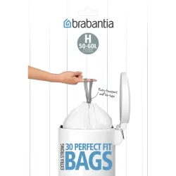 PerfectFit Bags H, 50-60L - dispenser 30 sacchetti, Bianco - Brabantia