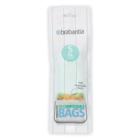 Compostable PerfectFit Bags S, 6L - rotolo 10 sacchetti, Verde - Brabantia