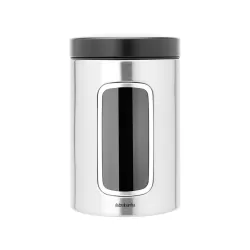 Window Canister 1.4L anti-impronte, coperchio Nero Opaco, Inox Satinato FPP - Brabantia