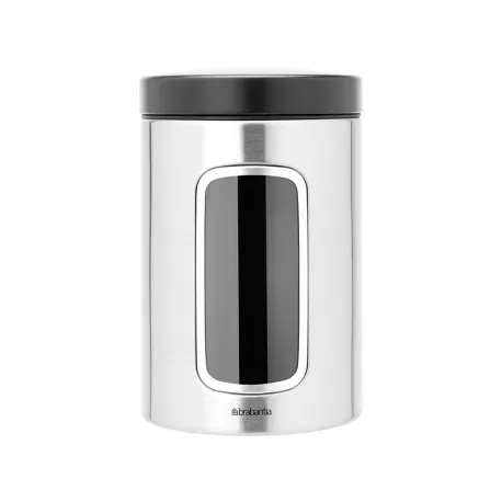 Window Canister 1.4L anti-impronte, coperchio Nero Opaco, Inox Satinato FPP - Brabantia