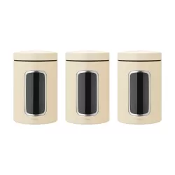 Set 3 Window Canister 1.4L, Almond - Brabantia