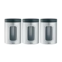 Window Canister 1.4L anti-impronte, coperchio Nero Opaco, Inox Satinato FPP - Brabantia