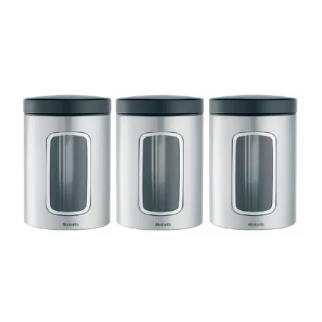 Window Canister 1.4L anti-impronte, coperchio Nero Opaco, Inox Satinato FPP - Brabantia