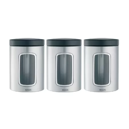 Window Canister 1.4L anti-impronte, coperchio Nero Opaco, Inox Satinato FPP - Brabantia