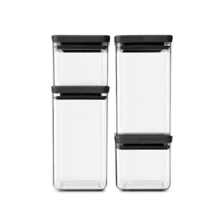 Set 4 Stackable Square Canister, Tasty+ Dark Grey - Brabantia