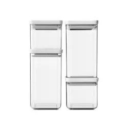 Set 4 Stackable Square Canister, Tasty+ Light Grey - Brabantia