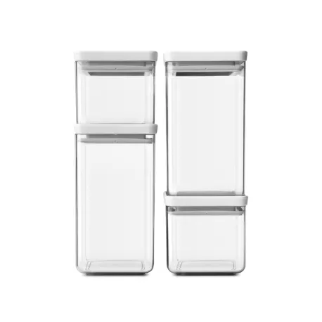 Set 4 Stackable Square Canister, Tasty+ Light Grey - Brabantia