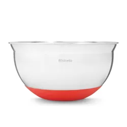 Mixing Bowl 1.6L - Ø 22 cm base Red, Inox Satinato - Brabantia