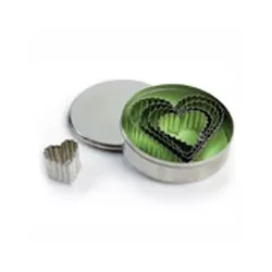 Tagliapasta cuori in metallo festonati 5 pezzi