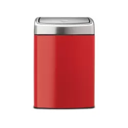 Touch Bin 10L Rectangular coperchio Inox Satinato FPP, Passion Red - Brabantia