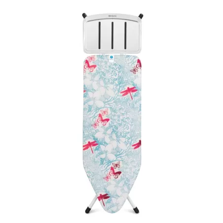 XL Comfort 124x45 - Portacaldaia Solid Inox Satinato, telaio Bianco, Botanical - Brabantia