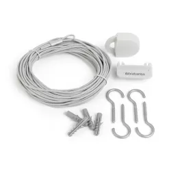 Set filo per stendere da 12 mt con tensionatore e accessori montaggio , Bianco - Brabantia