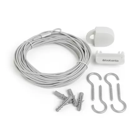 Set filo per stendere da 12 mt con tensionatore e accessori montaggio , Bianco - Brabantia