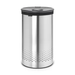Laundry Bin 60L, coperchio in plastica Dark Grey, Inox Satinato - Brabantia