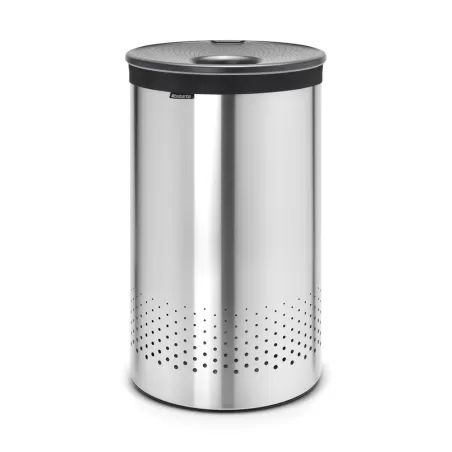 Laundry Bin 60L, coperchio in plastica Dark Grey, Inox Satinato - Brabantia