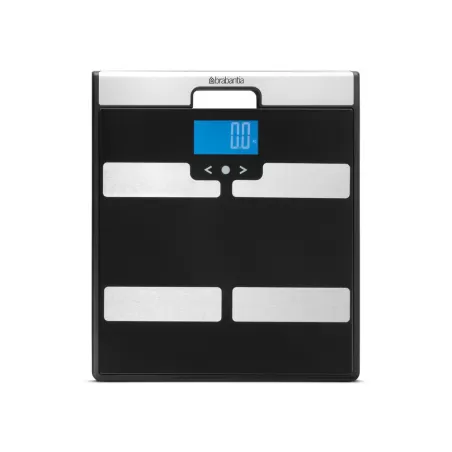Bilancia pesapersona con Analisi Massa Corporea, maniglia per trasporto, Nero/Inox Satinato - Brabantia