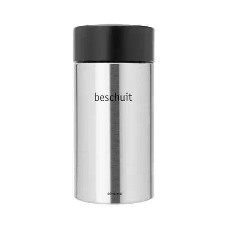 Canister 1.7L - estrattore fette biscottate, anti-impronte, coperchio Nero Opaco, Inox Satinato FPP - Brabantia